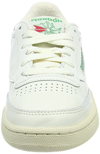 Reebok Club C 85, Gymnastics Shoe Mujer, Beige Chalk Glen Green Paperwhite Excellent Red Chalk Glen Green Paperwhite Excellent Red, 35.5 EU