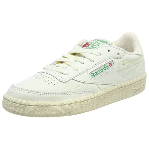 Reebok Club C 85, Gymnastics Shoe Mujer, Beige Chalk Glen Green Paperwhite Excellent Red Chalk Glen Green Paperwhite Excellent Red, 35.5 EU