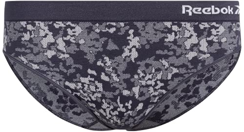 Reebok Women's Underwear - Seamless Bikini Briefs (5 Pack), Size Small, Grey/Black