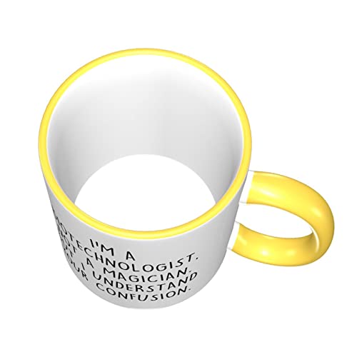 Regalo divertido para biotecnólogo no un mago, pero entiendo tu confusión, taza de té de café, la mejor idea de regalo de mordaza, taza de café de color de borde amarillo