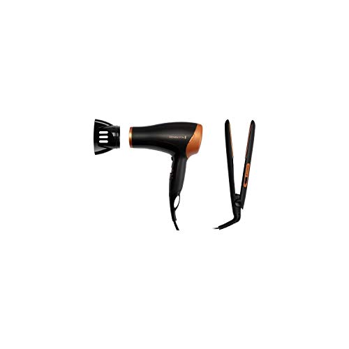 Remington D302gp - Secador de Pelo (2000 W, Placa de Cerámica), Black/Gold