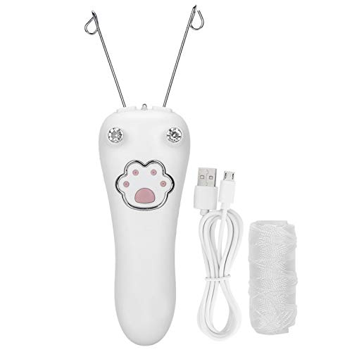 Removedor de vello facial eléctrico para el cuerpo, Depiladora de hilo de algodón, Herramienta de eliminación de vello físico enhebrador para labios faciales Mejillas de mentón Todo el cuerpo(blanco)