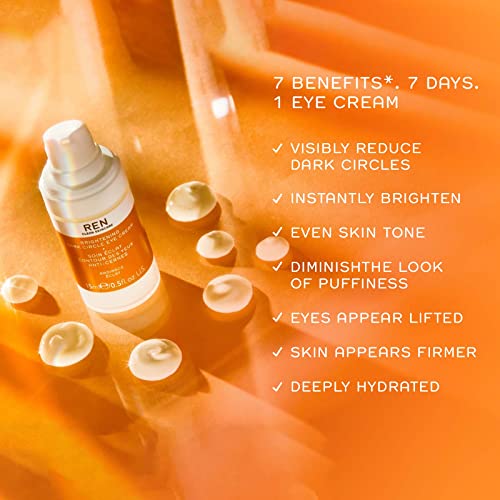 REN Clean Skincare - Crema de ojos de círculo oscuro brillante brillante - Hidrata mientras se ha demostrado que reduce las manchas oscuras en 7 días - Productos faciales limpios y veganos, 15 ml