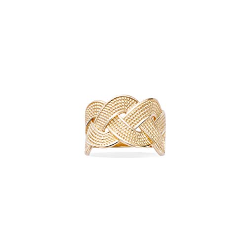 Rendez-vous RueParadis Paris - Anillo Ancho Biarritz - Intercciato - Bañada En Oro 18 Quilates 3 Micras - Joya De Mujer Exquisita - Rebajas De Verano