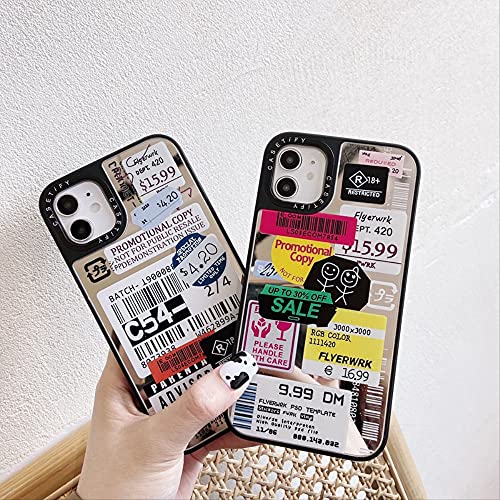 Retro Bar Code Label Mirror Case para iPhone 12 Mini 11 Pro MAX XS XR 11Pro 12Pro 7 8 Plus X Fundas de Lujo Funda Trasera de teléfono Fundas para iPhone 11 Venta