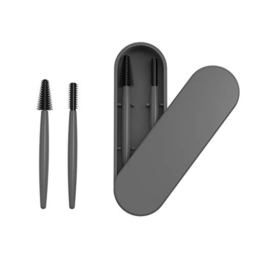 Reusable Eyelash Eyebrow Brushes, Cepillos de Pestañas Varitas de Rímel Kit de Herramientas de Pincel de Maquillaje Cosmético Eye Lash con Estuche de Almacenamiento (Negro)