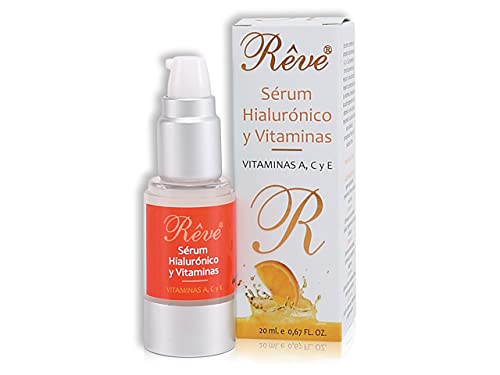 REVE Sérum Facial Hialurónico y Vitamina C, A y E - Antiarrugas y Antiedad - Hidratación y Luminosidad - Hombre y Mujer, Día y Noche - Cosmética de Calidad sin parabenes, todas las pieles - 20 ml