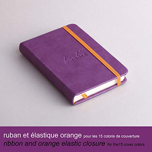 RHODIA 118630C - Carnet Rigide Violet - A6 - 192 pages - Papier Clairefontaine Uni Ivoire 90 g/m² - Marque-Page, Fermeture Élastique - Couverture Simili Cuir - Rhodiarama