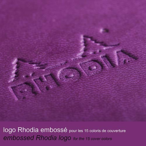 RHODIA 118630C - Carnet Rigide Violet - A6 - 192 pages - Papier Clairefontaine Uni Ivoire 90 g/m² - Marque-Page, Fermeture Élastique - Couverture Simili Cuir - Rhodiarama