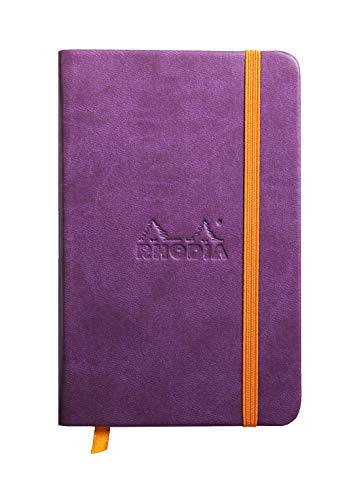 RHODIA 118630C - Carnet Rigide Violet - A6 - 192 pages - Papier Clairefontaine Uni Ivoire 90 g/m² - Marque-Page, Fermeture Élastique - Couverture Simili Cuir - Rhodiarama