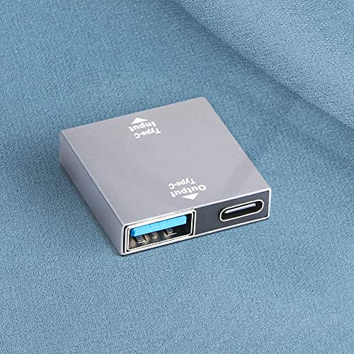 RIIEYOCA Divisor de carga USB 2 en 1, USB tipo C hembra a USB C y USB A hembra adaptador de carga rápida, compatible con dos dispositivos para cargar al mismo tiempo (gris)