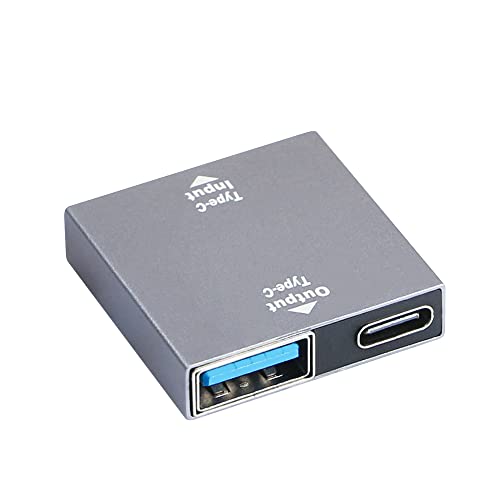 RIIEYOCA Divisor de carga USB 2 en 1, USB tipo C hembra a USB C y USB A hembra adaptador de carga rápida, compatible con dos dispositivos para cargar al mismo tiempo (gris)