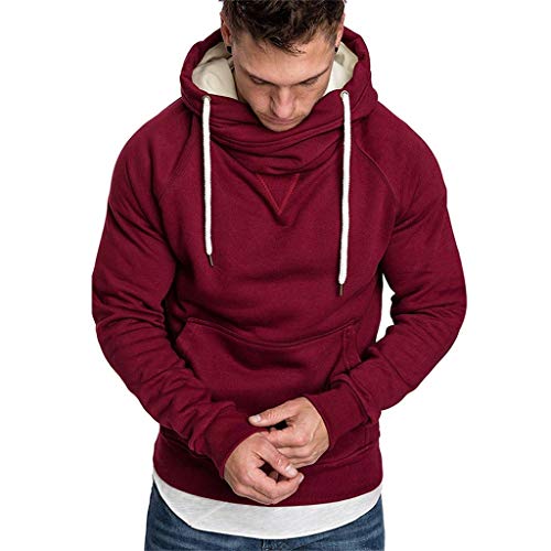 riou Sudadera Hombres Suelto Hoodie Deportes Casual Manga Larga Sudadera con Capucha Top Blusa Otoño Invierno Chándales Western Yoga Corbata Pullover