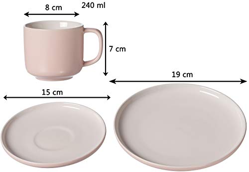 Ritzenhoff & Breker Kaffeeservice Jasper, 12 Piezas, Color Rosa, gres