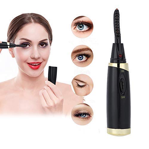 Rizador de Pestañas Térmico, LED Mini Electric Mascara Curling larga Duración Ojo Pestañas Cosmética Natural Herramienta de Curling de Pestañas para Mujeres y Niñas (Negro)