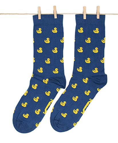 Roits Calcetines Patitos Azul Hombre y Mujer - Calcetines Divertidos de Dibujos Originales Estampados (41-46)