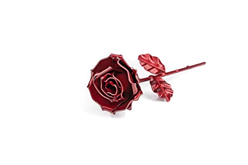 Rosa Eterna de Hierro Forjado - Forjada a Mano (Roja)