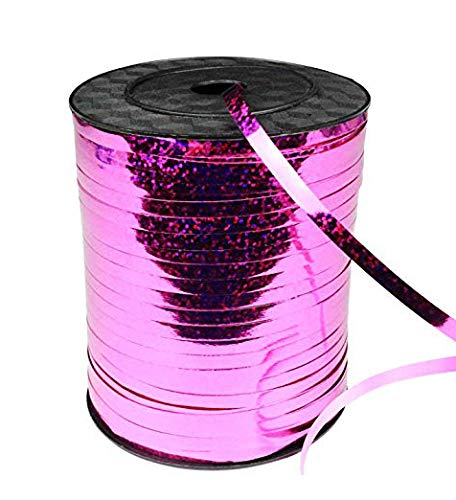 Rosado Cinta Que Se Encrespa, Brillante Metálico Rollo de Cinta Rizada de La Cinta Del Globo para Fiesta, Decoración de boda, Florista, Manualidades y Envoltura de Regalo(500 Yardas)