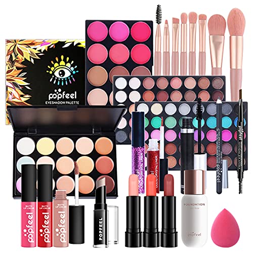 RoseFlower Kit de Maquillaje Profesional, Juego de Maquillaje Paleta de Sombras de Ojos Face Set Completo Cosmética Set de Regalo Makeup Set Viaje para Mujeres y Niñas