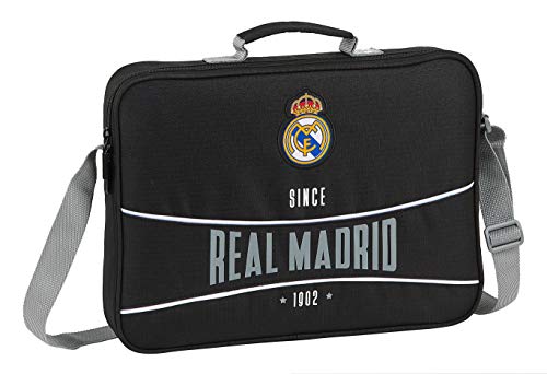 safta 612024385 Bolso Maletín Cartera extraescolares niño Real Madrid CF, Negro