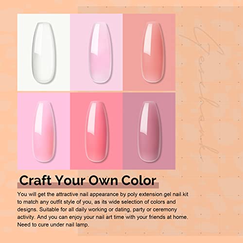 Saint-Acior 6PCS Kit de Poly UV Gel Gel Construcción Uñas Extensión de Uñas 36W UV/LED Lámpara Uñas Secador de Uñas Capa Base Capa Superior DIY Uña Arte