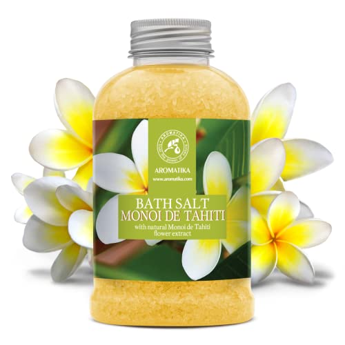 Sal de Baño de Monoi de Tahiti 600g - Sales de Baño Marinas con Aceite de Coco Natural & Extracto de Gardenia Tahitensis - Baño Relajante - Relajación - Buen Sueño - Sales de Baño de Aromaterapia