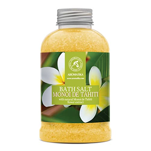 Sal de Baño de Monoi de Tahiti 600g - Sales de Baño Marinas con Aceite de Coco Natural & Extracto de Gardenia Tahitensis - Baño Relajante - Relajación - Buen Sueño - Sales de Baño de Aromaterapia