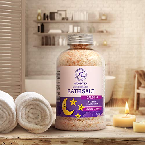 Sales de Baño Calmante 600g con Aceite Esencial de Sándalo & Lavanda & Bergamota - 100% Sales Naturales Marinas - Relajante - Cuidado corporal - Cuidado Corporal - Aromaterapia