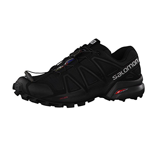 Salomon Speedcross 4 Zapatillas de Trail Running para Hombre, Ofrecen Agarre y un Punto de Apoyo Preciso, Negro (Black Metallic), 44 EU