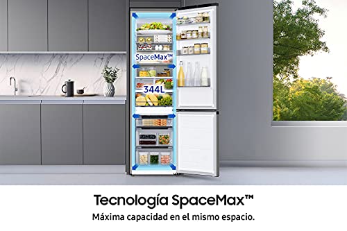 SAMSUNG RB34T602EWW Frigorífico Combi Blanco, 344L 1,85M, Tecnología SpaceMax, All-Around Cooling, No Frost