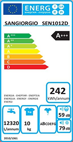 SanGiorgio SEN1012D Independiente Carga Delantera 10kg 1200RPM A+++ Blanco Lavadora - Lavadora (Independiente, Carga frontal, Blanco, botones, Giratorio, Izquierda, Verde)