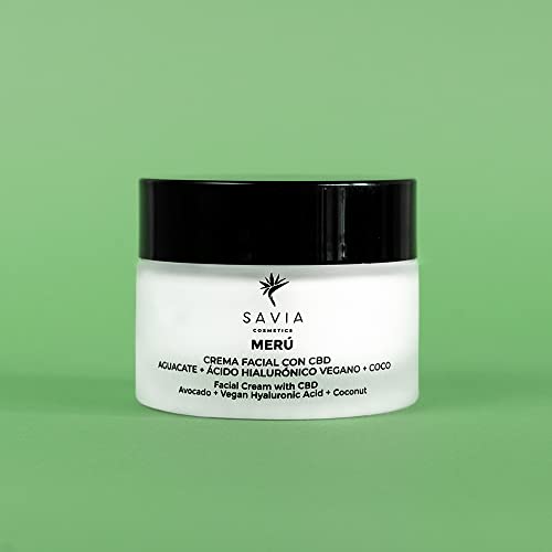 Savia Cosmetics - Crema hidratante facial con CBD y acido hialuronico puro, natural y vegana, cannabidol crema, crema antiarrugas mujer y hombre, crema hidratante facial mujer