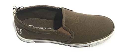 Scarpe UOMO TRUSSARDI JEANS Slip ON Marrone Canvas Fondo Gomma US17TJ03