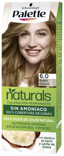 Schwarzkopf Palette Naturals - Tinte 6 cabello Rubio Oscuro - Coloración Permanente – Perfecta cobertura de canas – Colores increíblemente naturales (Pack de 5)