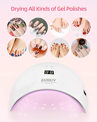 Secador de Uñas, Lámpara de Uñas LED SUNUV 36W UV con Sensor Automático, Pantalla LCD para Manicura y Pedicura en el Hogar y Salón