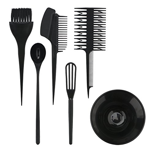 Segbeauty® Profesional Kit de Color de Cabello Negro, 6 piezas Set de Pelo Muerto Tazón de Mezcla de Color Tint Brush Peine, Peluquero Herramienta de Resaltado para Todos los Estilos de Cabello