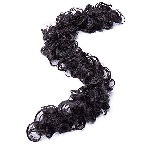 SEGO Moños Postizos VOLUMINOSOS Largos Rizados Pelo Sintético Como Natural [Castaño Oscuro] Recogido Elegante Coletero Extensiones de Cabello Coleta Postiza para Boda (85g)