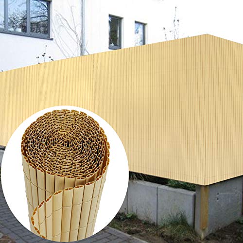 Sekey Estera de PVC, Valla Pantalla, Protección Visual Privacidad para jardín balcón terraza, Resistente a la Intemperie, con Superficie estructurada, con Bridas, 80 x 500 cm, Bambú