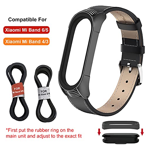 SenMore Compatible Correa Mi Band 6, Mi Band 5 Mi Band 4/3 Correas Cuero, Bonita Pulsera de Cuero para Mi Band6 Correa Mi Band5 Correa y Mi Band4/3 Correa (No Host)