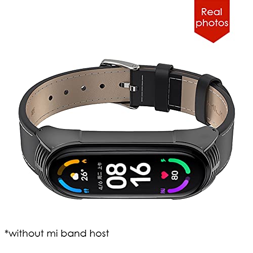 SenMore Compatible Correa Mi Band 6, Mi Band 5 Mi Band 4/3 Correas Cuero, Bonita Pulsera de Cuero para Mi Band6 Correa Mi Band5 Correa y Mi Band4/3 Correa (No Host)