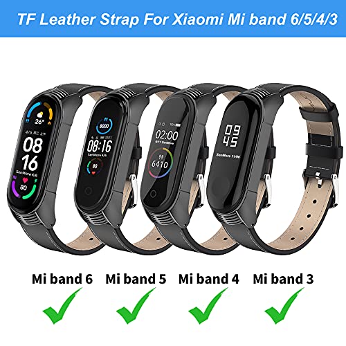 SenMore Compatible Correa Mi Band 6, Mi Band 5 Mi Band 4/3 Correas Cuero, Bonita Pulsera de Cuero para Mi Band6 Correa Mi Band5 Correa y Mi Band4/3 Correa (No Host)