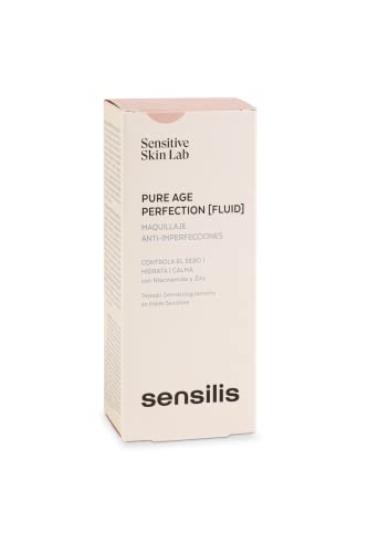 Sensilis Pure Age Perfection Maquillaje 8 Horas de Duración, Tratamiento Antiimperfecciones, Para Pieles Grasas y Con Acné, Tono 03 Beige Rosé - 30 ml