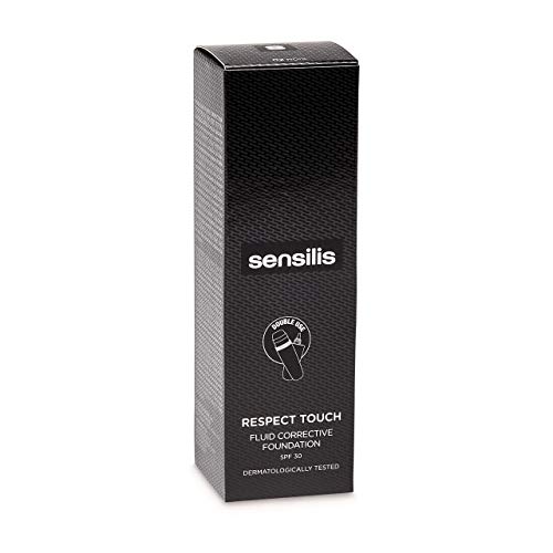 Sensilis Respect Touch - Base de maquillaje anti imperfecciones para piel grasa o sensible - SPF 30 - Tono 02 Noix