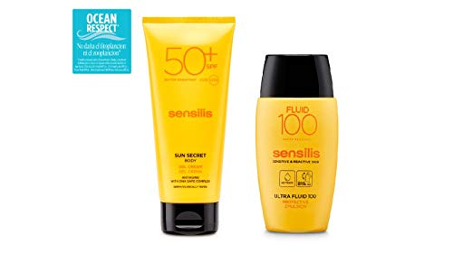 Sensilis Sun Secret - Pack con Protector Solar Facial Ultra Fluid 100 (40 Ml) y Crema Corporal con Spf 50 (200 Ml), 2 Unidades