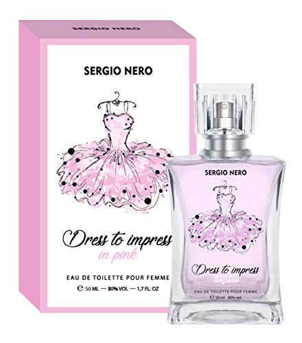 SERGIO NERO • Agua de tocador/Eau de toilette para mujeres Dress to impress in pink 50 mL (1.7 fl.oz.) • Nueva Fragancia Floral-Frutal para ella