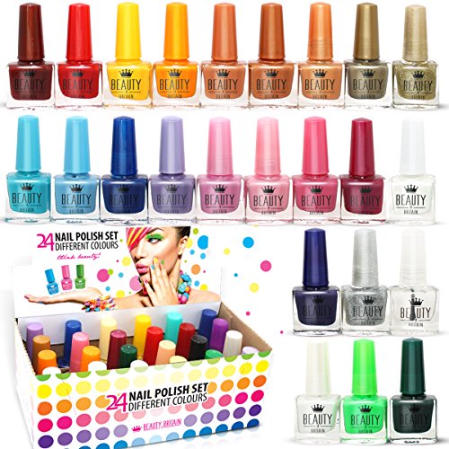 Set de 24 Esmalte de uñas 24 Colores Diferentes Botella Moderna de 5 ML Set A