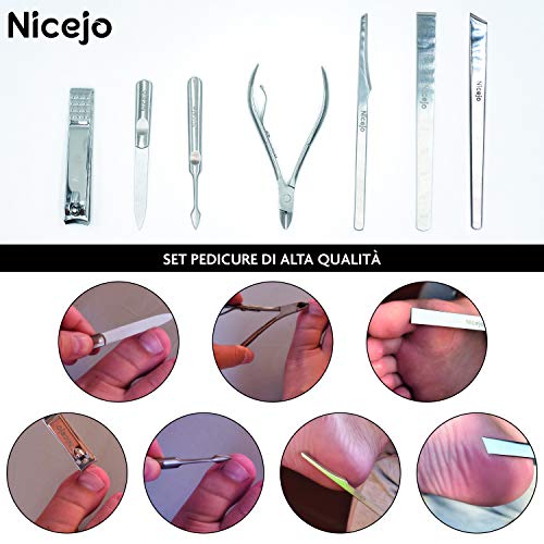 Set Manicura Profesional – Kit Pedicura Niñas Hombre – Portátil de Acero Inoxidable – Cortaúñas, Tijera de Uñas, Lima de Uñas, Cuchillas para Callos – Estuche en Caja de Regalo Inteligente