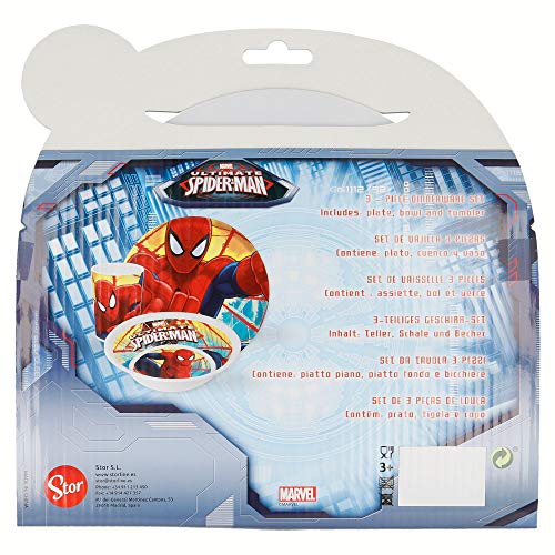 SET MELAMINA 3 PCS. (PLATO, CUENCO Y VASO) SPIDERMAN RED WEBS