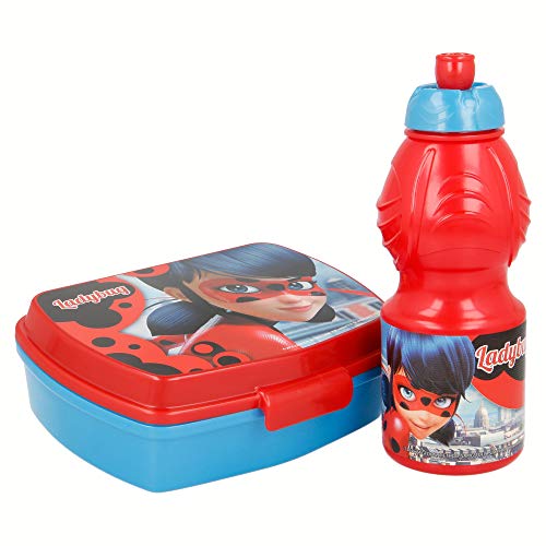 SET VUELTA AL COLE 2 PCS. (BOTELLA SPORT Y SANDWICHERA) MIRACULOUS LADYBUG