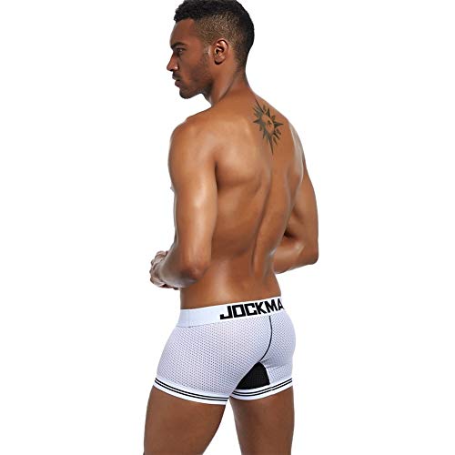 Sexy Boxers para Hombre Hombres Ropa Interior de Malla Sexy Calzoncillos Sexy Pantalones de algodón Troncos Boxer para Hombre de Las Bragas (M, Blanco)